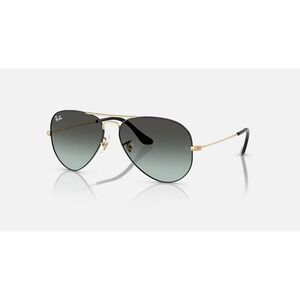 NEW Ray-Ban Aviator Large Metal Sunglasses Black Arista Blue Vintage Gradient